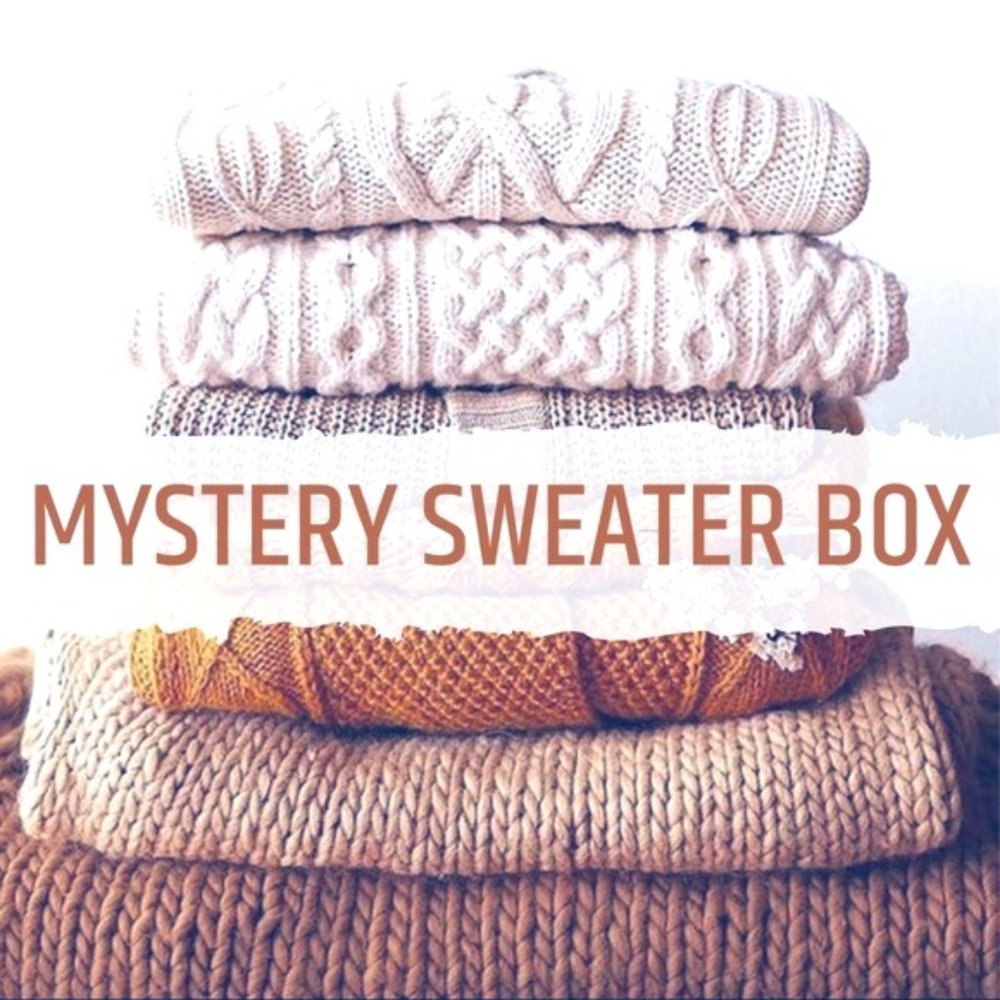 FIVE WOMEN'S SWEATERS MYSTERY BOX - KEEP OR RESELL $20